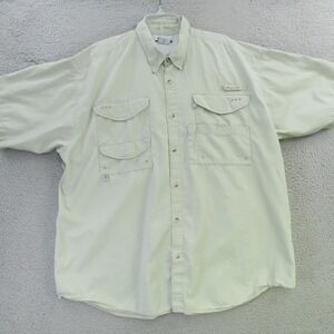 Columbia PFG Shirt Mens 2XL Brown Solid Vented Short Sleeve Fishing